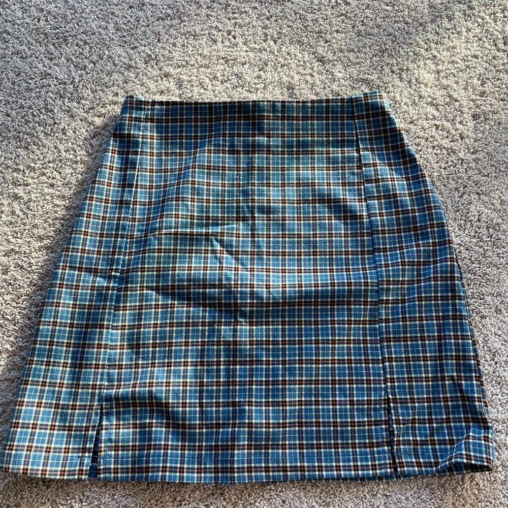 Brandy Melville Blue Plaid Pencil Skirt